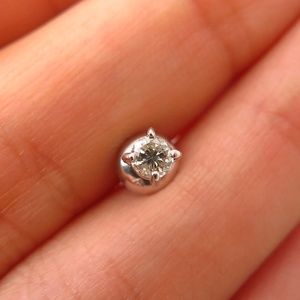14K White Gold Real 0.11ct Diamond SINGLE Earring